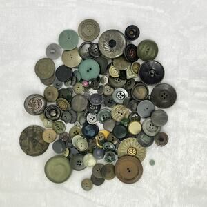 8.4oz Lot Vtg Green Brown Black Buttons Mixed Styles Sizes Plastics Sew Craft